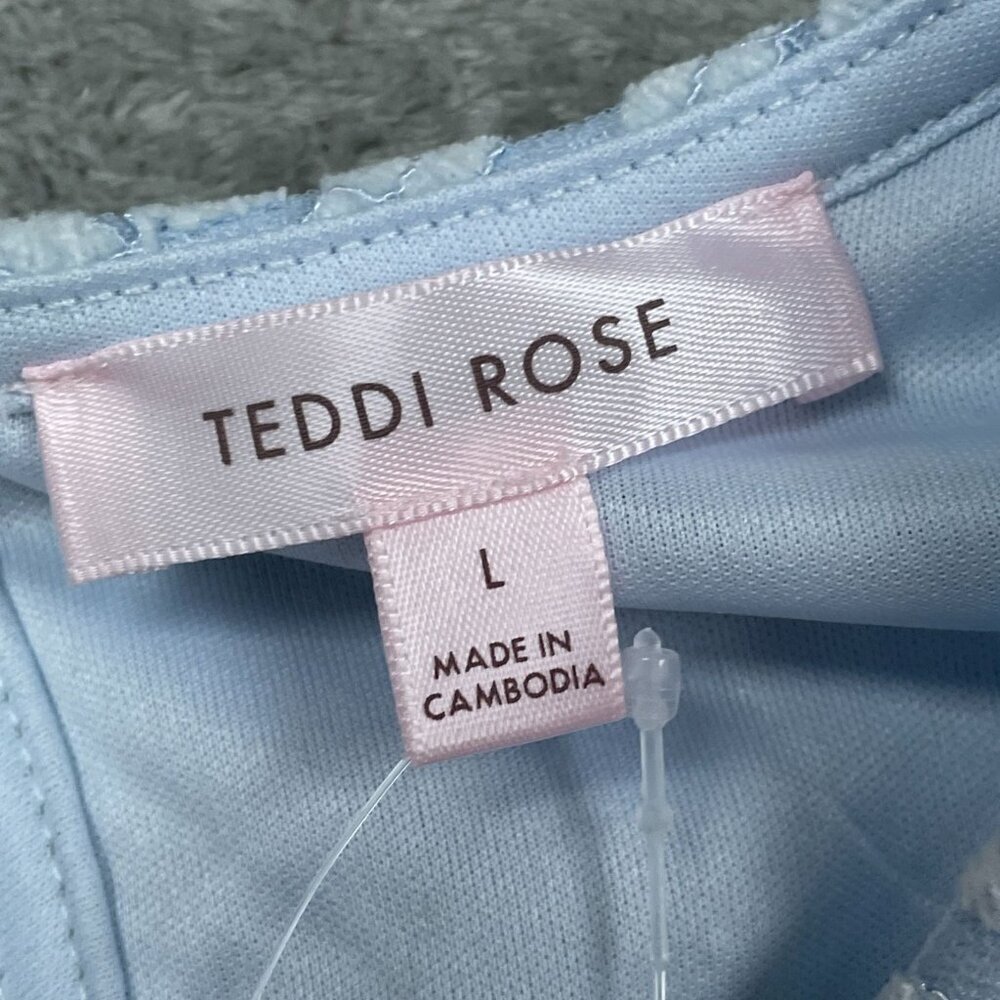 Teddi Rose Women’s Blue Floral Lace Short Sleeve Top Size L a1551 - Picture 3 of 8
